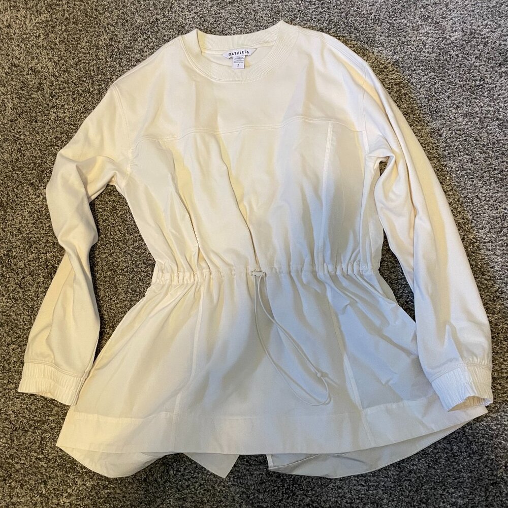 Athleta White Cinched Waist Pull Over